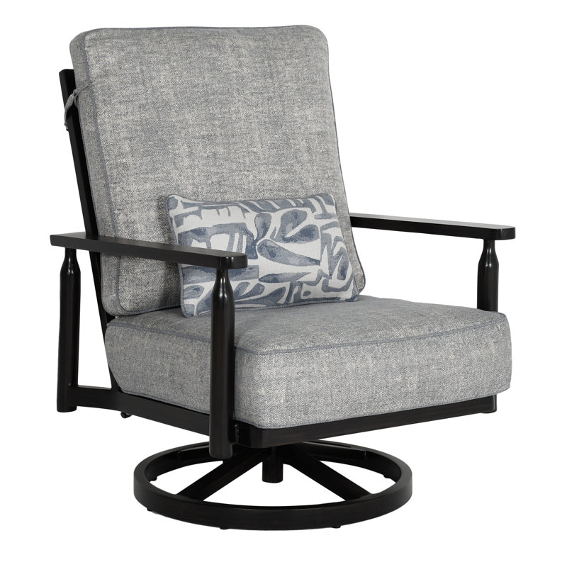 Holland Cushioned High Back Lounge Swivel Rocker w/One Accent Pillow