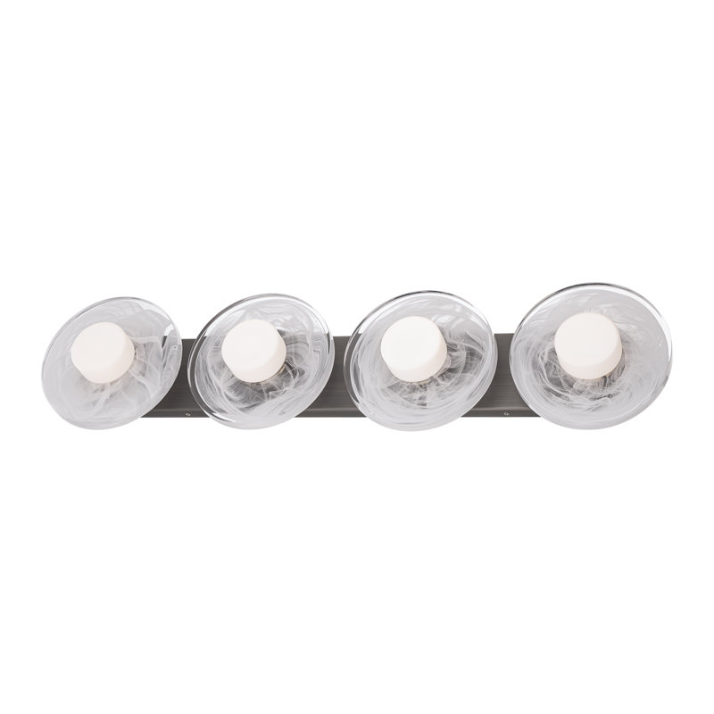 Fresco 34" Dimmable LED Bath Vanity & Wall Light With Artisanal Glass Shade, 3000K Color Temperature, Brushed Nickel