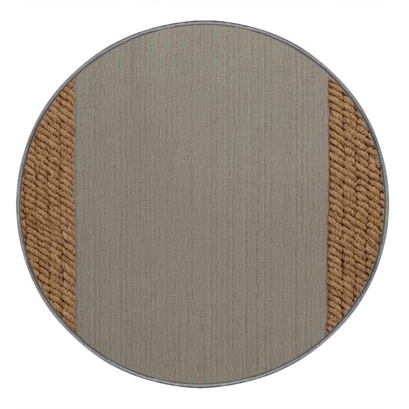  Tapis lavable en corde à bordure de ferme, Rond 3 pi