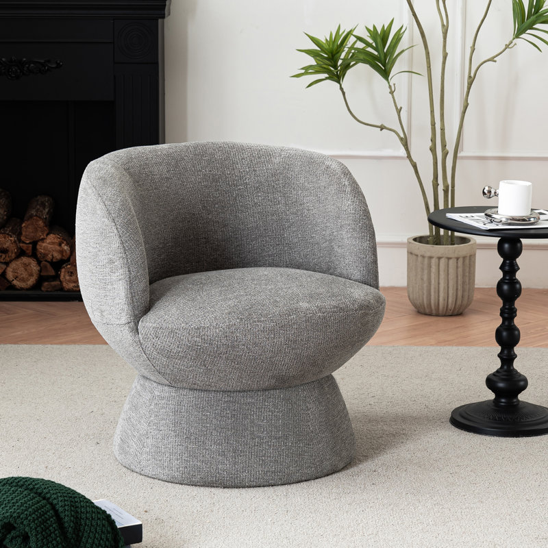 Fauteuil demi-tonneau pivotant de 28,5 po Joclyn, Boucle gris