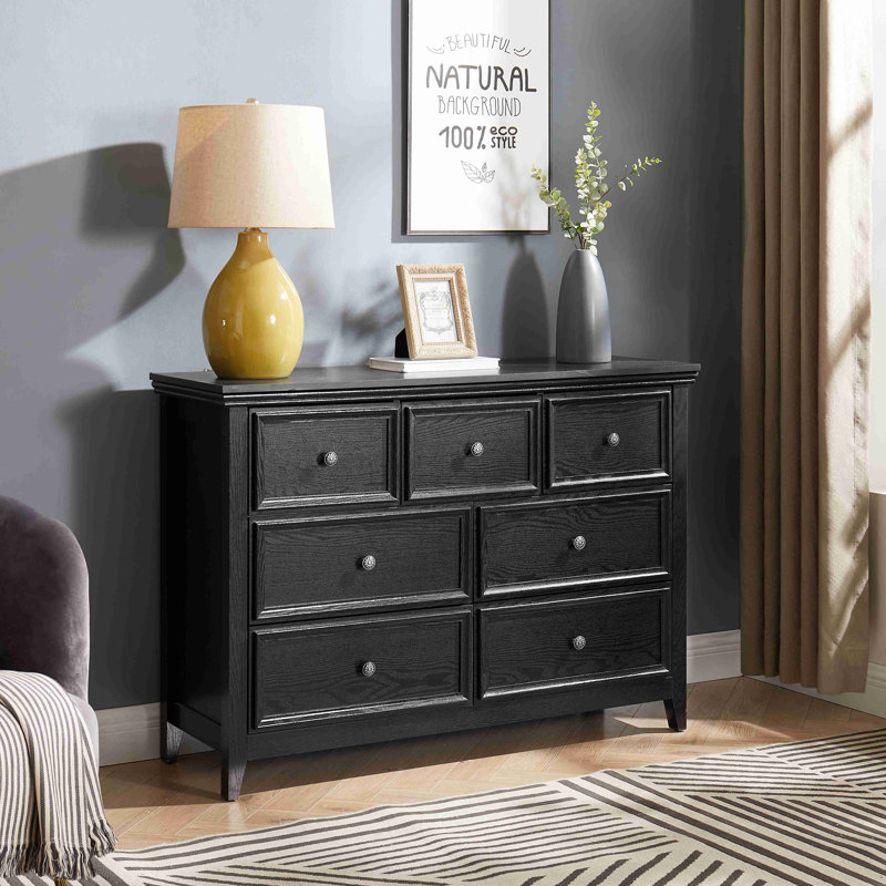 Commode moderne à 7 tiroirs, commode à tiroirs et rangement pour vêtements, armoire de rangement pour le salon, Noir