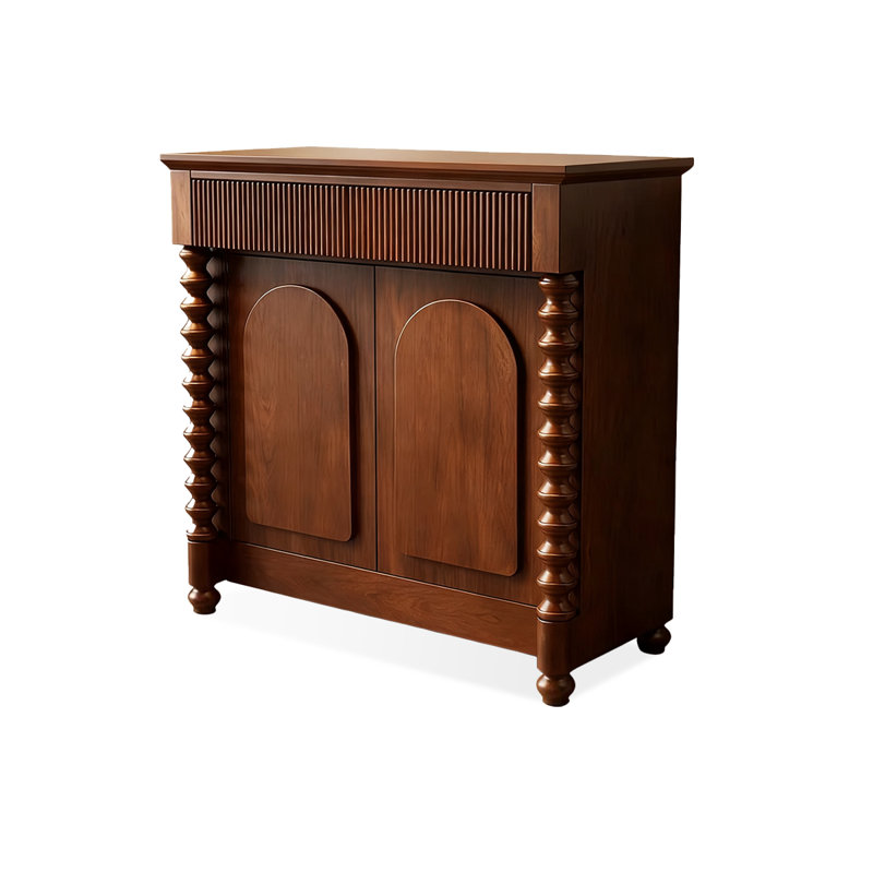 Retro Nut-Brown Solid Wood Sideboard