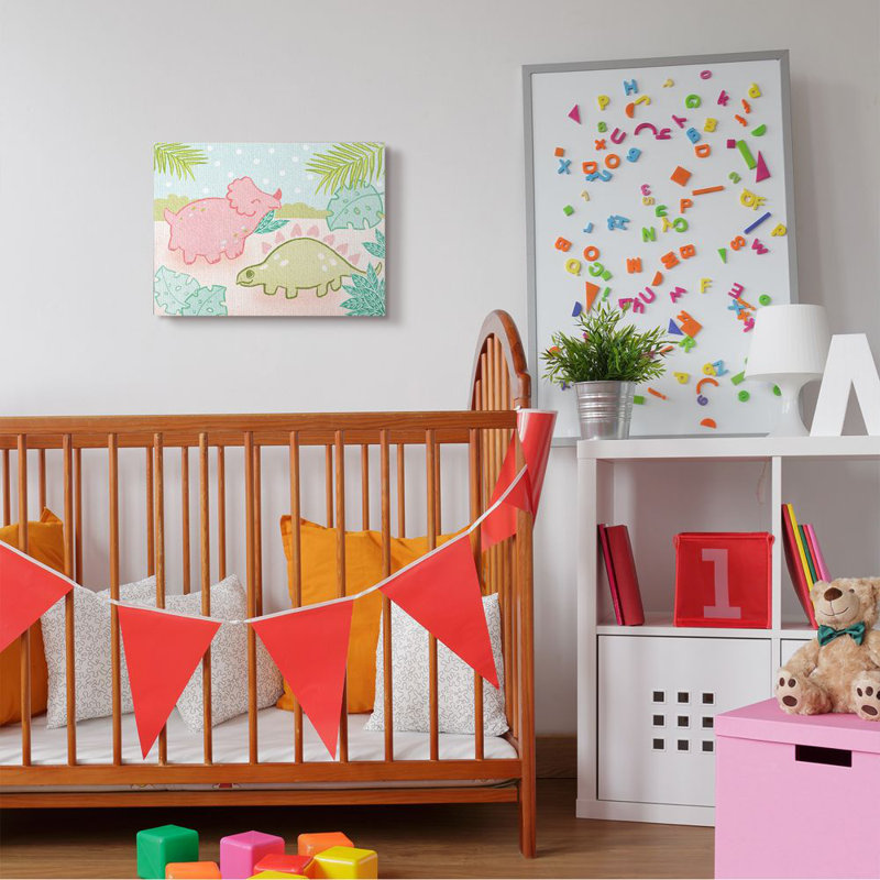 Elaxi, conception de dinosaures mignons pour enfants, Toile tendue, H 16 po x l 20 po x P 1,5 po