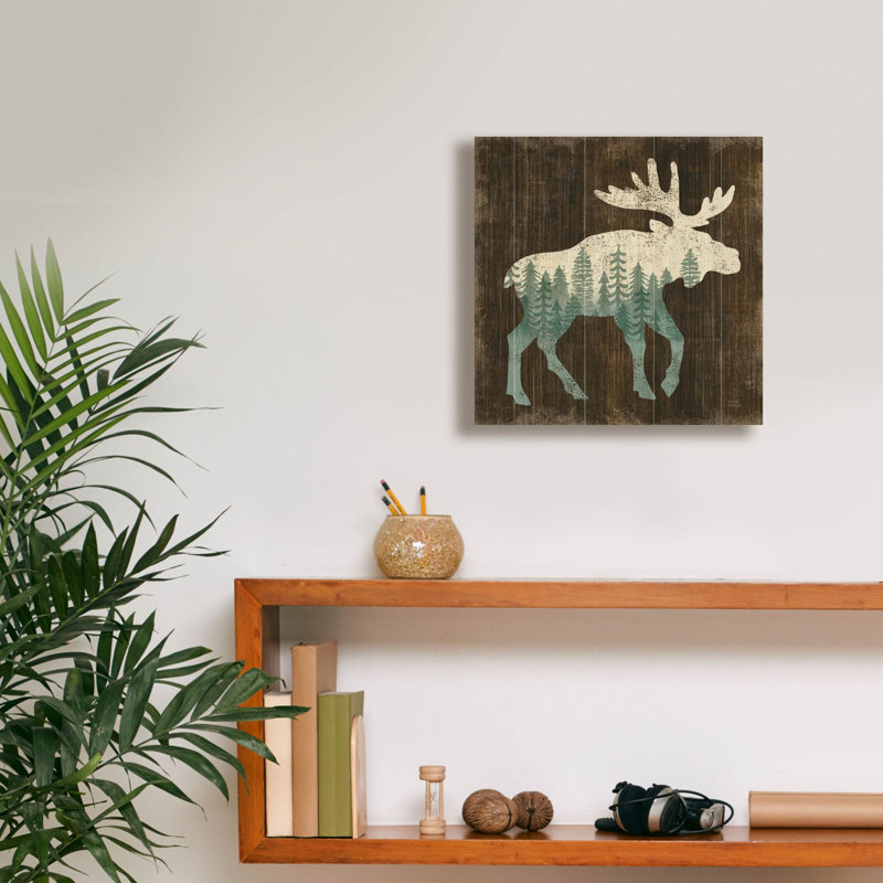 «Simple Living Moose Silhouette» par Michael Mullan, art mural sur toile, H 12 po x l 12 po x P 0,75 po
