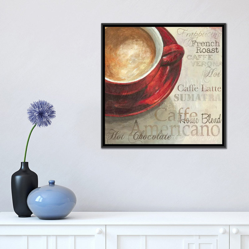 «Latte», impression sur toile, H 18 po x l 18 po x P 1,5 po, Toile encadrée noire, Pas de tapis