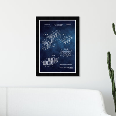 " Lego Toy Building Brick 1961 Blue Chalkboard "