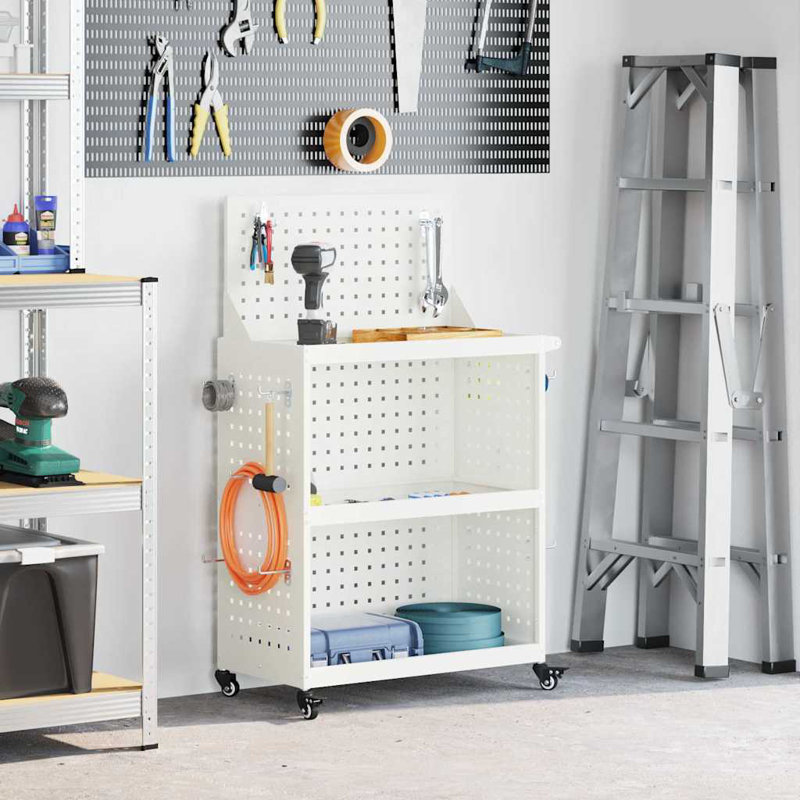Tool Trolley Manual 65 X 35 X 111 Cm Cold-Rolded Steel, White