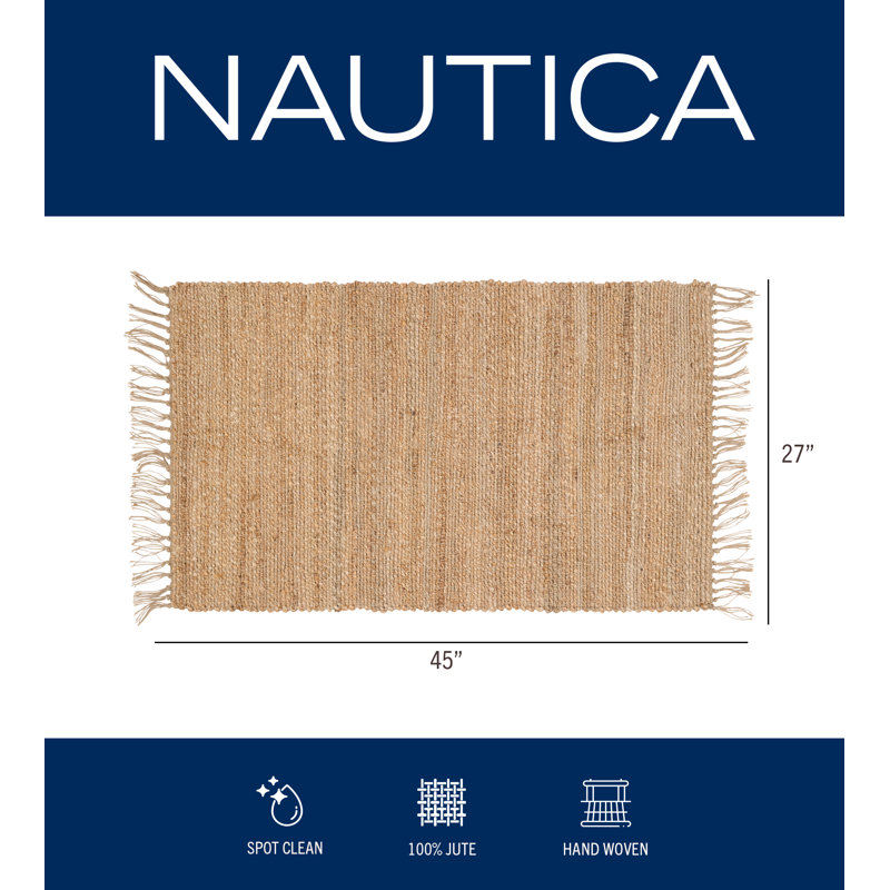 Nautica Solid Natural Jute Runner Rug, Rectangle 2'3" x 3'9"