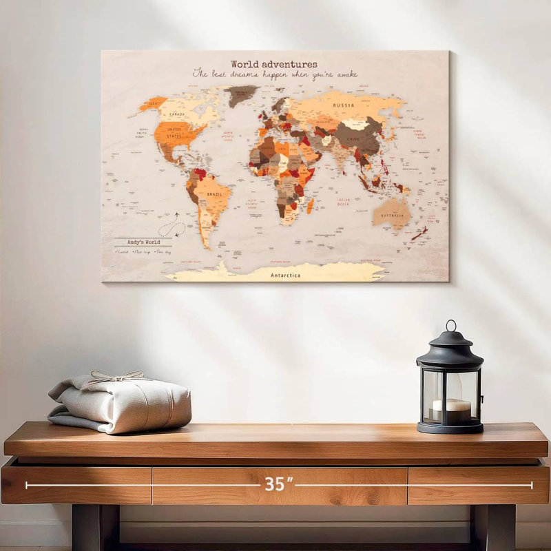 Carte du monde personnalisée, H 16 po x l 24 po, Oui