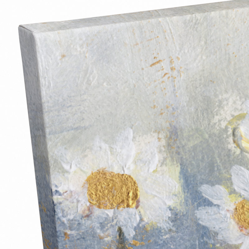 Marguerites blanches - peinture sur toile, Toile tendue, H 20 po x l 30 po x P 1,25 po