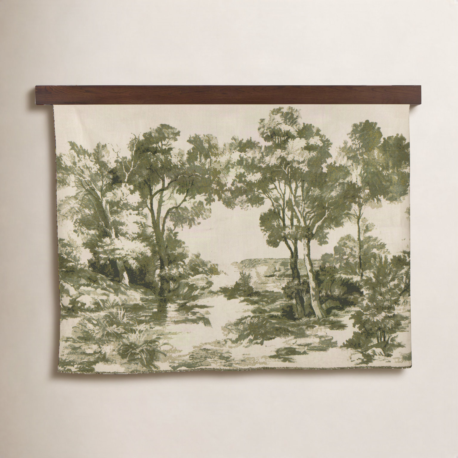 Solid Wood Wall Hanging, Red Brown Oak/Toile Moss