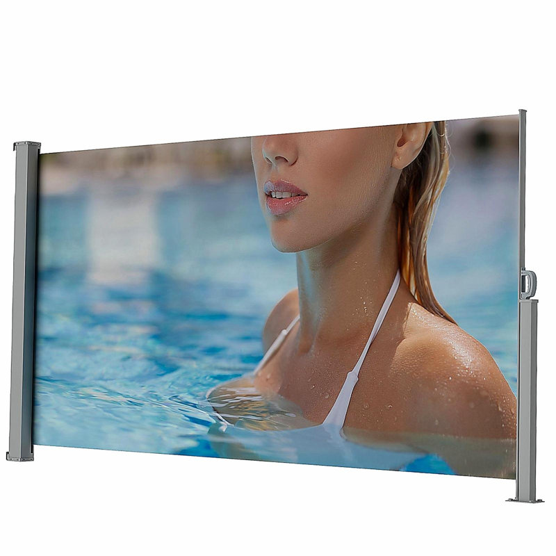 Auvent latéral rétractable manuel 71 po x 138 po, gris, avec impression Upf50 +, idéal pour les espaces extérieurs et de jardin American Design