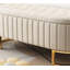 Élégant repose-pieds de rangement rembourré en velours avec capitonnage à boutons, banc de rangement avec pieds en métal pour la chambre à coucher, le salon, entièrement assemblé sauf les pieds, beige-1055858146