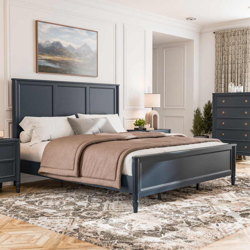 Vinesha Panel Bed, King, Blue