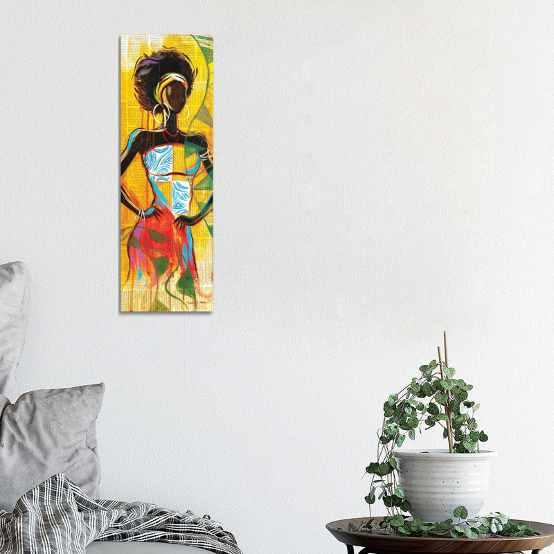 African Lady by Akintayo Akintobi - Wrapped Canvas Panoramic Print, 30.48 cm H x 91.44 cm W x 1.91 cm D