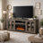 Ellington 70"W Fireplace TV Stand Console With Heater, LED Light, Cabinets, Shelves-1264126682