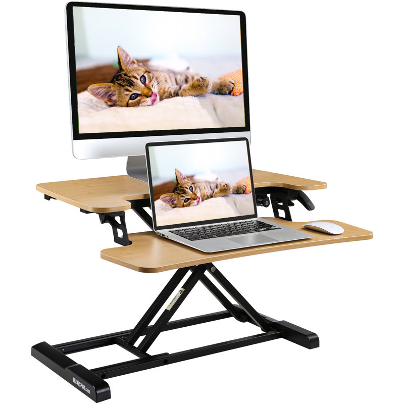 Murray Home Office Standing Desk Converter, Beige/Black, 19.6" H x 28" W x 24.9" D
