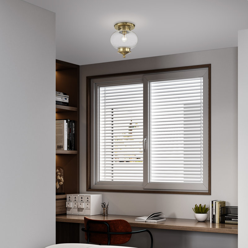 Shielo Glass Flush Mount, Antique Brass