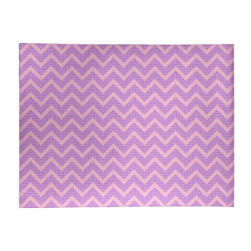 Tapis de zone rose/mauve à chevrons à main, Rectangle 8 pi x 10 pi