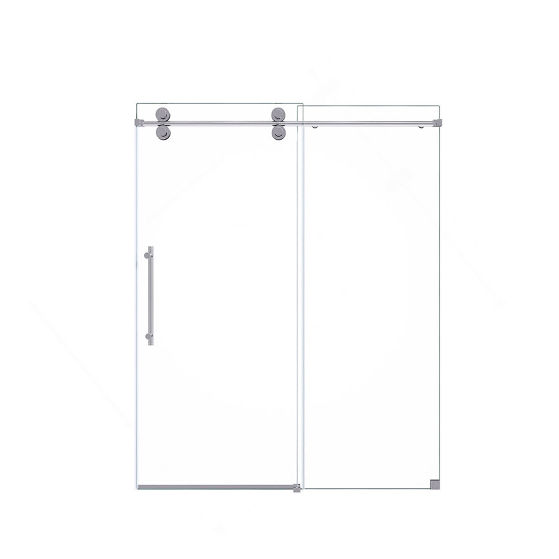 Porte de douche coulissante simple sans cadre de 44 à 48 po x H 76 po - Verre trempé transparent de 5/16 po (8 mm), conception à dérivation avec finition chromée