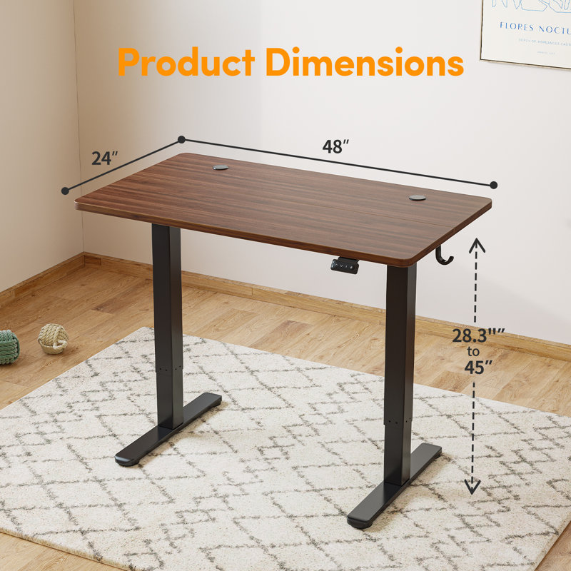 Latitude Adjustable Standing Desk, Espresso/Black, 27.00" H x 48.00" W x 24.00" D 