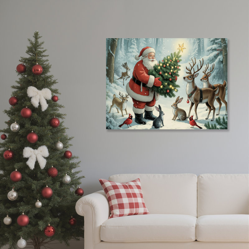 Père Noël, art mural sur toile, H 12 po x l 18 po