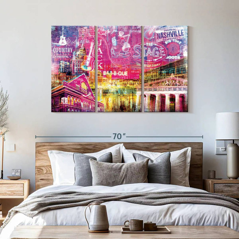 Ensemble de 3 pièces grunge Nashville, H 36 po x l 57 po x P 1,25 po