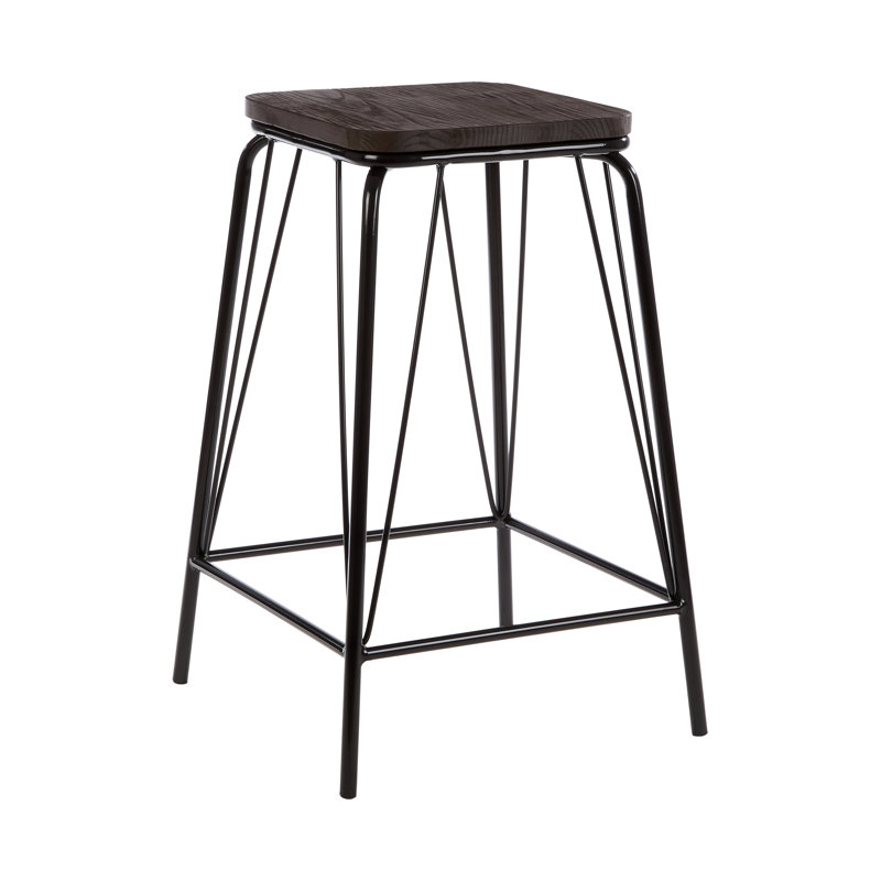 Laughlin Counter Stool with Metal Frame, Dark Brown/Black