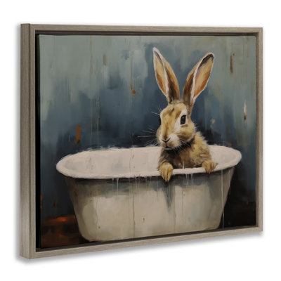 Bébé lapin dans un cadre flottant pour baignoire, design par Arlington Prints