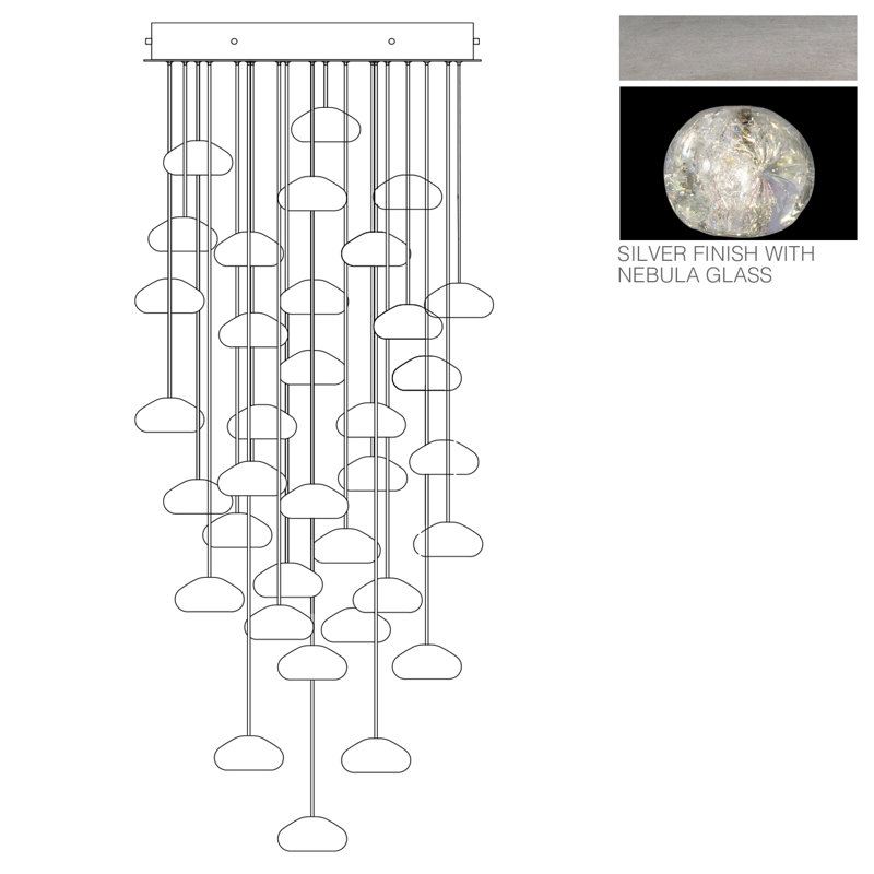 Luminaire suspendu rond 34 po Natural Inspirations, Argent
