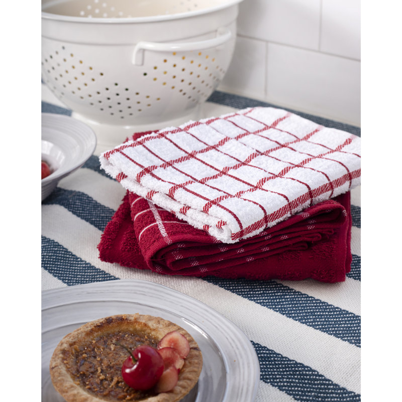 Cotton Plaid Tea Towel Kitchen Towel, Paprika