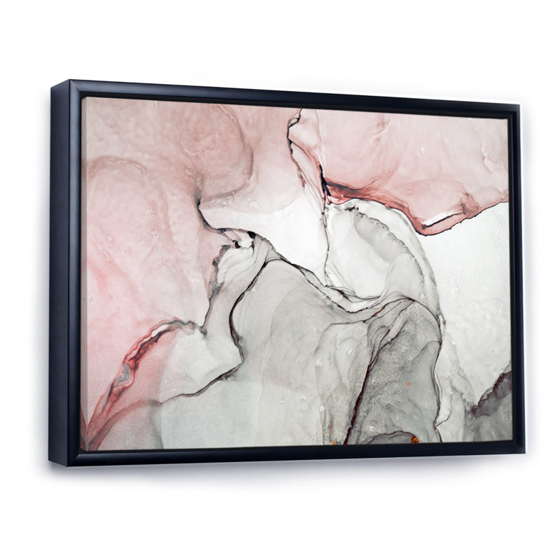 Art mural sur toile luxueux rose gris marbré II, H 24 po x l 36 po, Toile avec cadre flottant, Noir