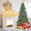 Arbre de Noël de 5 pi avec 1131 pointes, baies rouges et pin, Pe + à pointe de neige, conception à charnières, support en métal avec baies en poudre, base