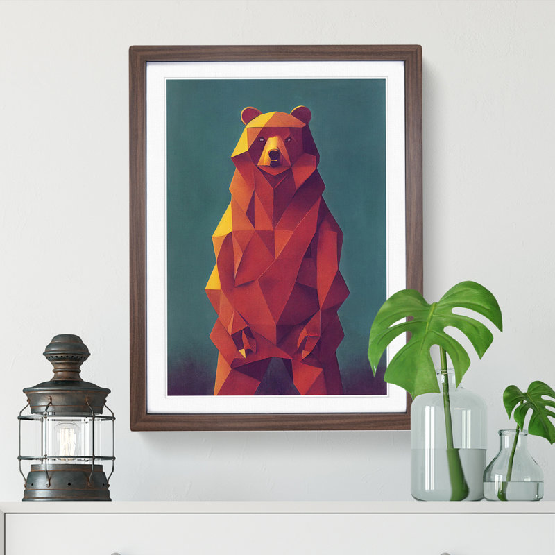 Excellent Bear Abstract - Framed Print, 46cm H x 34cm W x 2cm D, Walnut