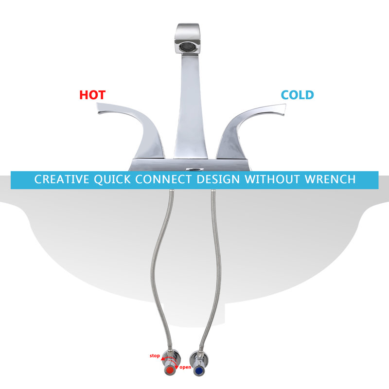 Centerset 2-handle Bathroom Faucet with Drain Assembly,  Chrome