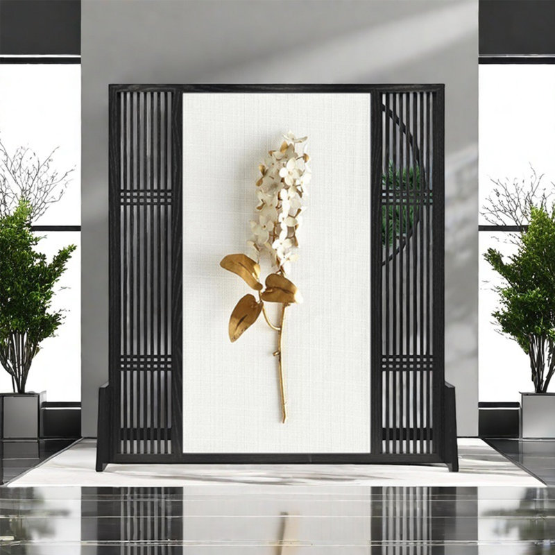 Luxurious Floral Solid Wood Screen