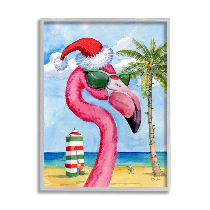Flamant de Noël tropical par Paul Brent, Estampe numérique Farmhouse, H 30 po x l 24 po x P 1,5 po