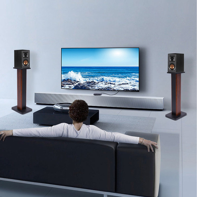 27.6'' Fixed Height Speaker Stand, Light Brown