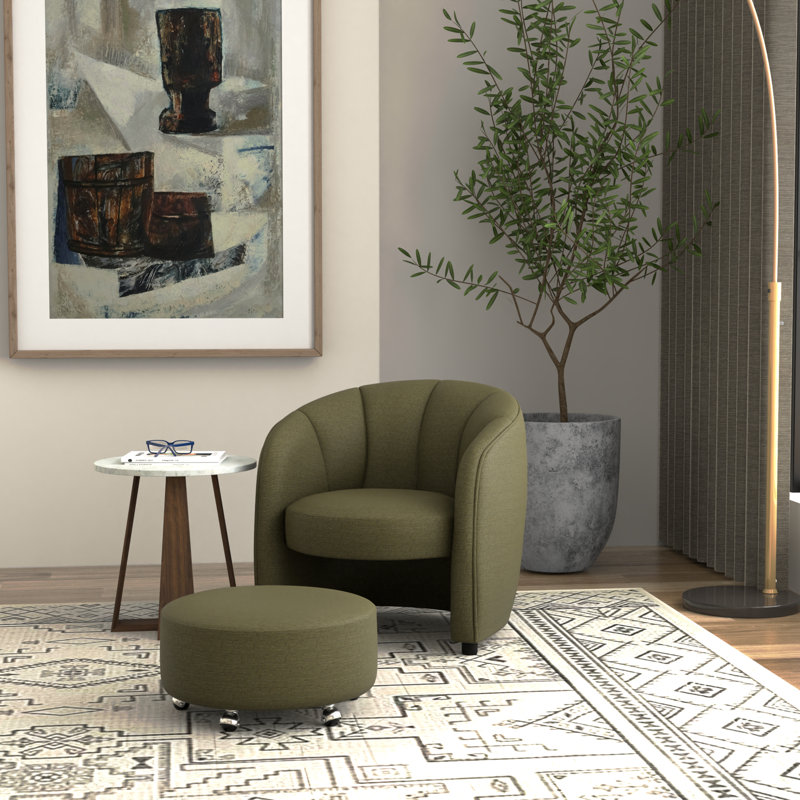 Chaise d'appoint avec repose-pieds emboîtable, Green