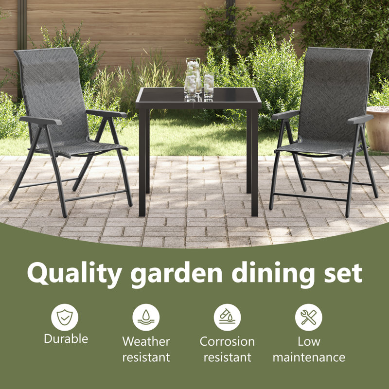 Rectangular 3 - Piece 2 - Person 80Cm W Outdoor Dining Set, Grey