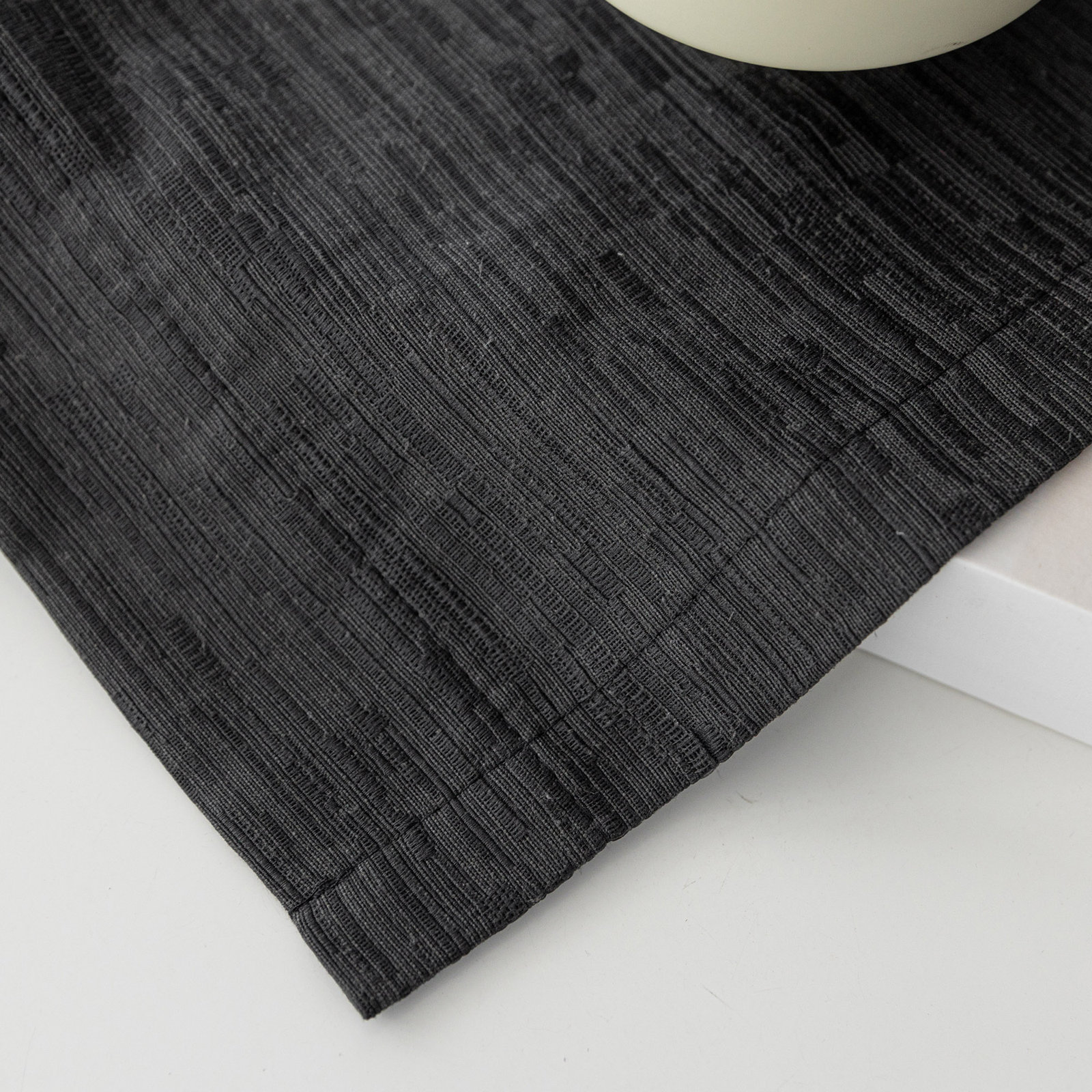 Wulfram Semi-Sheer Cotton Blend Curtain Set, Black, 52" W x 108" L
