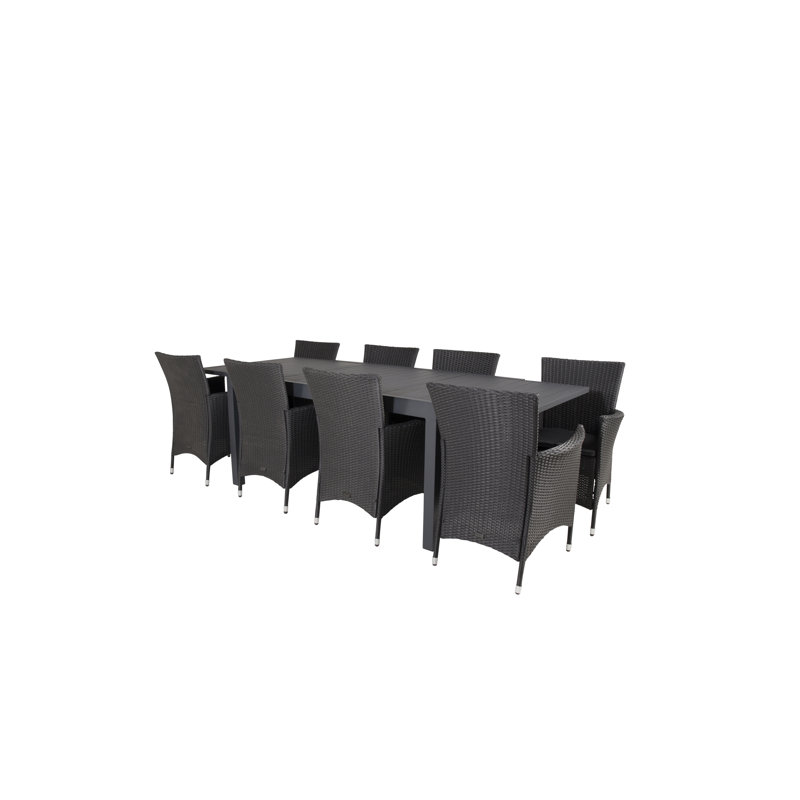 Geir 8 - Person Patio Dining Set with Extendable Rectangular Table , Cushions Included