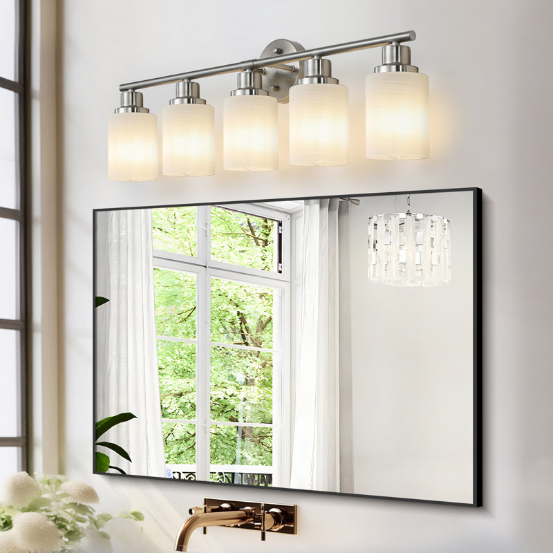 5- Applique murale en nickel brossé avec abat-jour en verre givré - Convient pour transformer une applique moderne de salle de bain et de couloir, transformant votre espace en un espace élégant