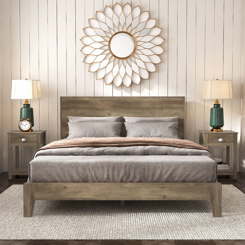 Arduina 3 Piece Bedroom Set, Knotty Oak