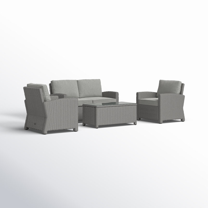 4 - Person Patio Conversation Set with Cushions, Gray, Gray