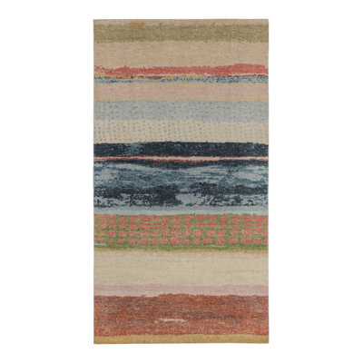 One-of-a-Kind Hand-Knotted Rectangle 4'1" x 7'10" Cotton Area Rug in Brown/Beige/Blue