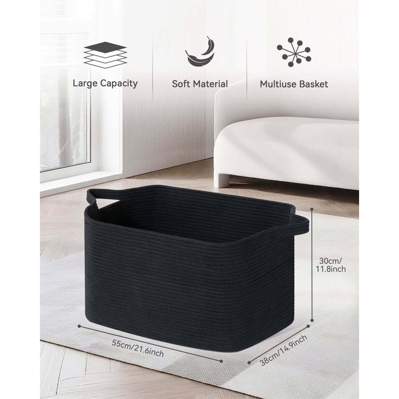 Bhargava Fabric Laundry Hamper with Handles, Black