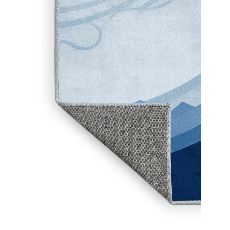 Machine Washable Yonkers Paragliding Scene Minimalist Rug in Blue – SkyBlue Binding, 2x4