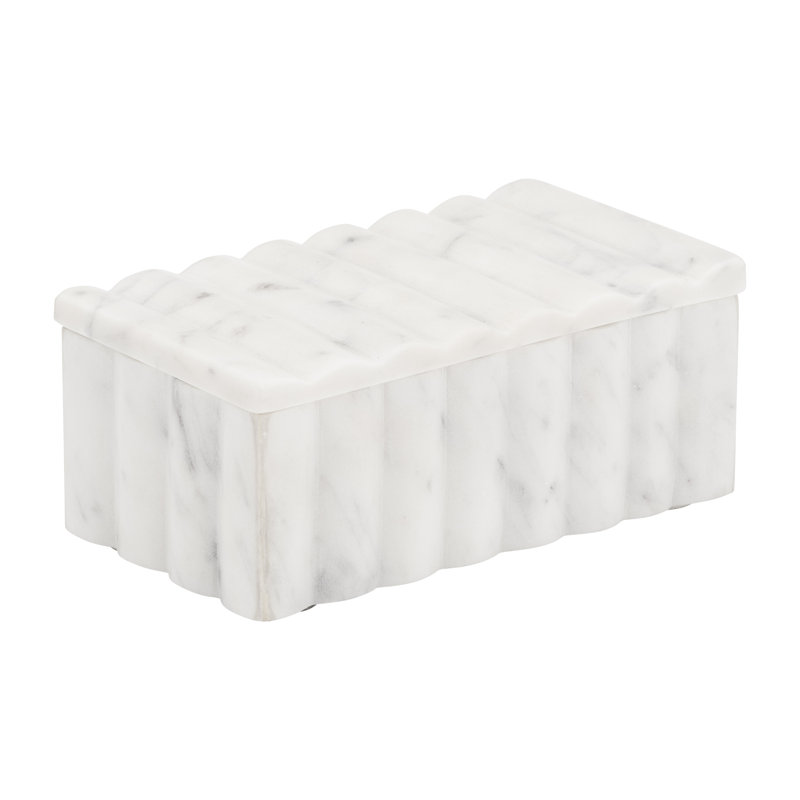 Neutral White Marble Storage Box Contemporary Textured - 7" x 4" x 3"
