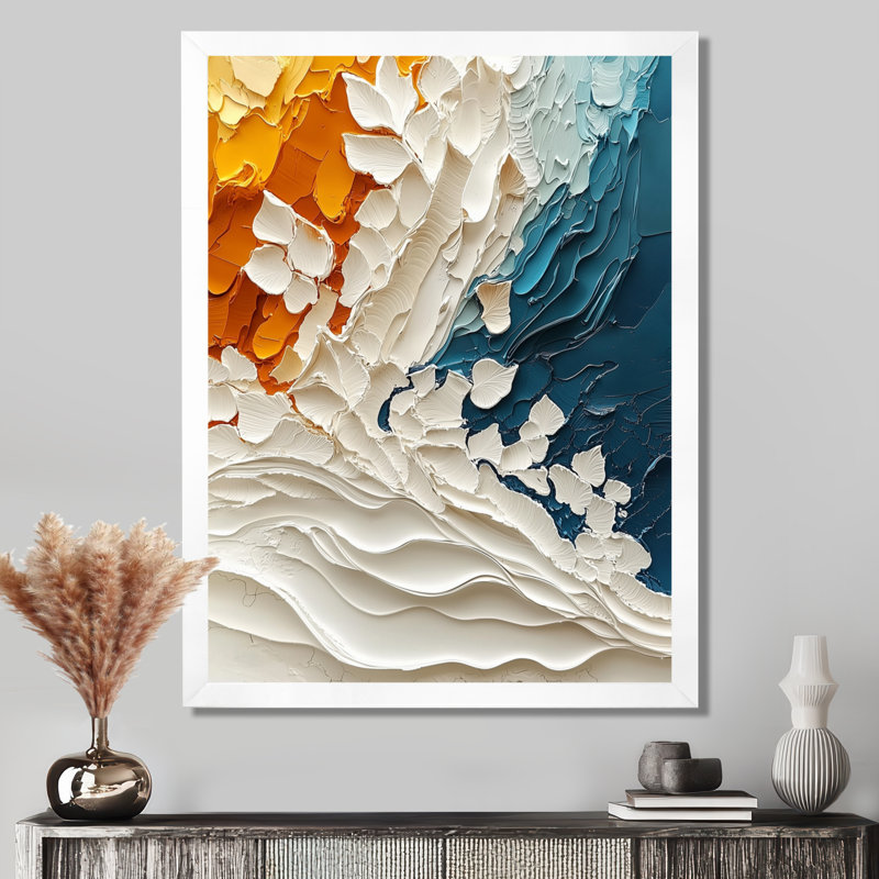 Olyve - impressions sur toile abstraites, H 20 po x l 12 po, Reproduction encadrée d'une seule photo, Blanc